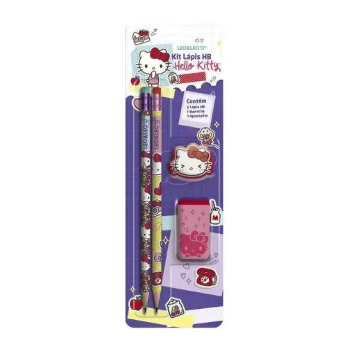 Lápis de escrever Hello Kitty kit com 04 peças Leo e Leo