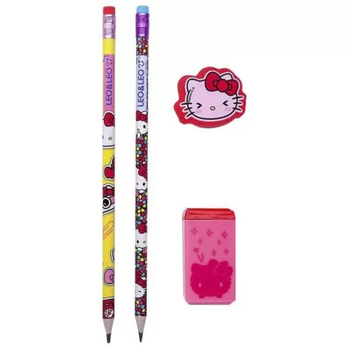 Lápis de escrever Hello Kitty kit com 04 peças Leo e Leo