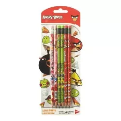 Lápis de escrever com borracha com 06 unidades Angry Birds blister Tris