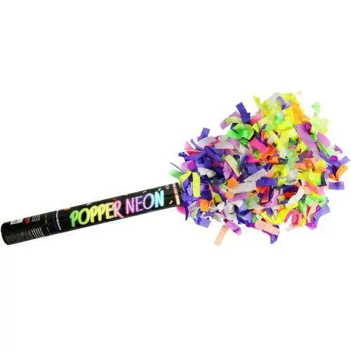 Lança confete neon brilham na luz negra 40cm Popper