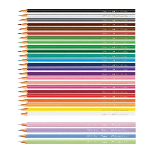 Lápis de cor Faber-Castell com 24 unidades + 04 lápis tons pastéis