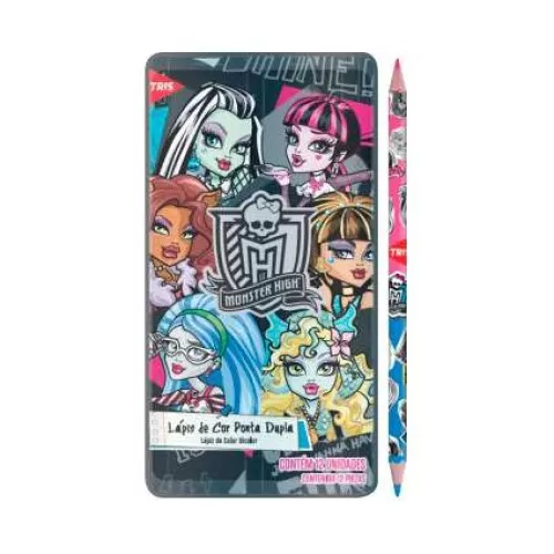 Lápis de cor Monster High com 12 ponta dupla 24 cores