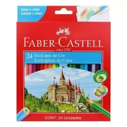 Lápis de cor com 24 cores Faber Castell sortidas