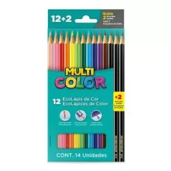 Lápis de cor multi color com 12 cores + 02 lápis hb pre Faber Castell