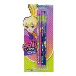 Lápis de escrever com borracha 04 unidades blister Polly Pocket Tris