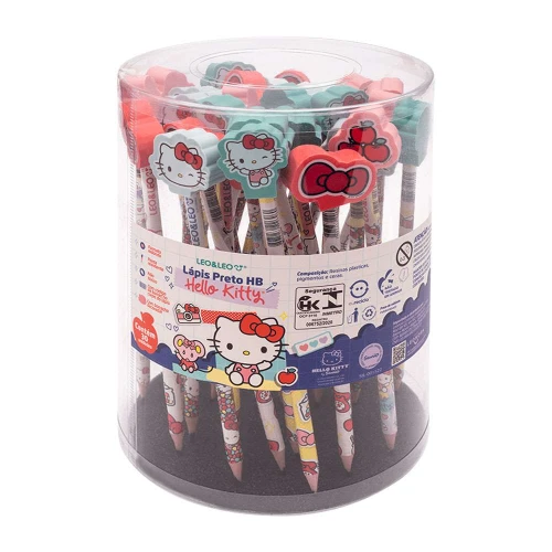 Lápis de escrever com borracha Hello Kitty com 01 unidade Leo e Leo