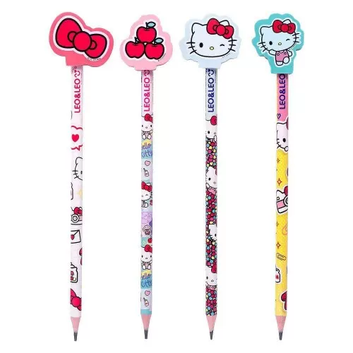 Lápis de escrever com borracha Hello Kitty com 10 unidades Leo e Leo