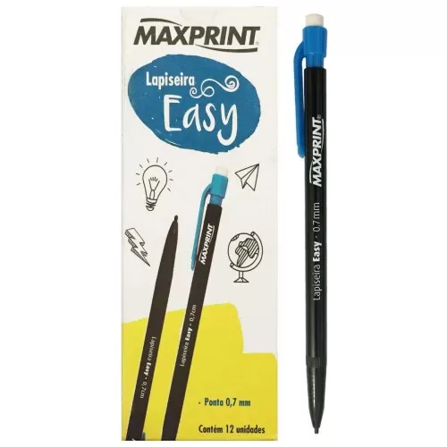 Lapiseira easy azul com preto 0,7 com 12 unidades Maxprint