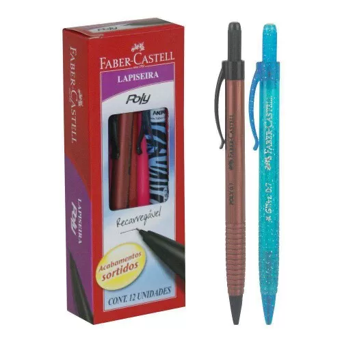 Lapiseira poly 0.7 recarregável com 12 unidades Faber Castell