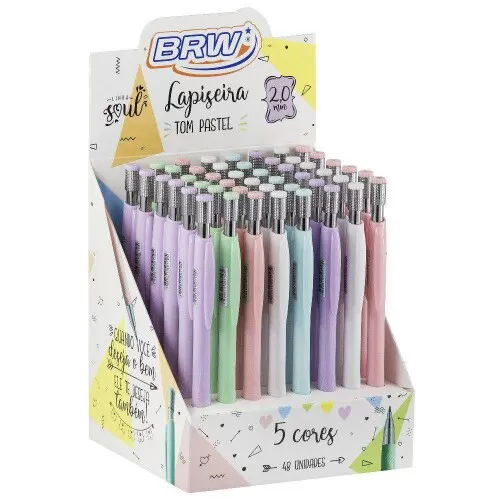 Lapiseira técnica 2.0mm azul/rosa/branca/verde/lilas tons pastéis Brw