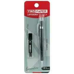 Lapiseira técnica preta 0.5mm com grafite blister Yin's YP7326