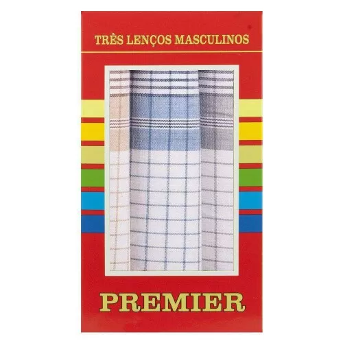 Lenço premier masculino com 03 unidades sortidas 32x32cm