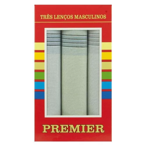 Lenço premier masculino com 03 unidades sortidas 32x32cm