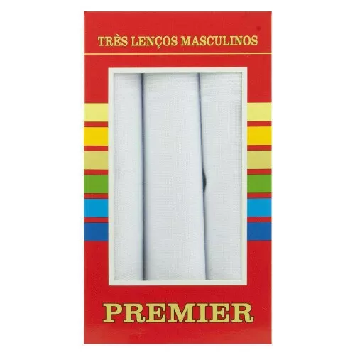 Lenço premier masculino com 03 unidades sortidas 32x32cm