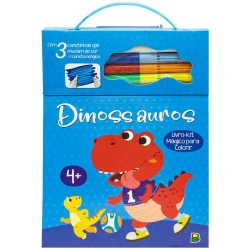 Livro de atividades kit mágico para colorir + canetinhas Dinossauro TodoLivro