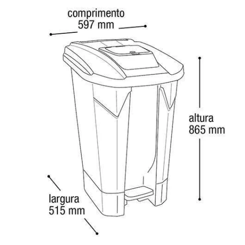 Lixeira com pedal 120 litros com rodinha e click eco preta