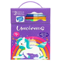 Livro de atividades kit mágico para colorir + canetinhas Unicórnio TodoLivro