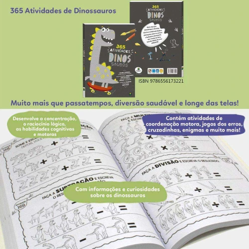 Livro educativo Dinossauros com 365 atividades TodoLivro