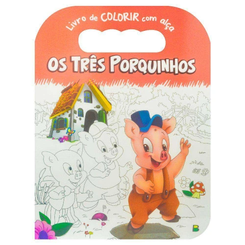 Livro para colorir com alça Os Três Porquinhos com 16 páginas TodoLivro