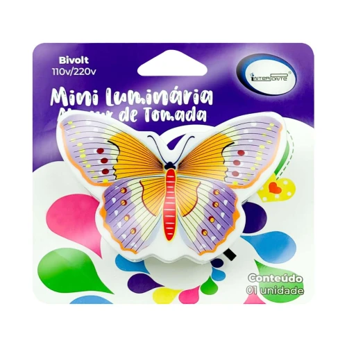 Luminária de parede infantil borboleta bivolt Interponte