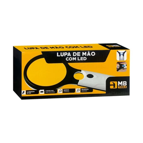 Lupa 75mm de vidro com led a pilha