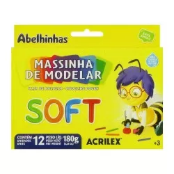 Massa modelar com 12 cores 180 gramas soft Acrilex