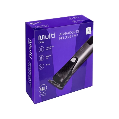 Máquina cortadora de cabelo 9 em 1 inox bivolt Multilaser