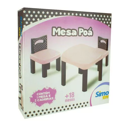 Mesa plástica infantil poá com 02 cadeiras 35cmx25,5cm Simoplast