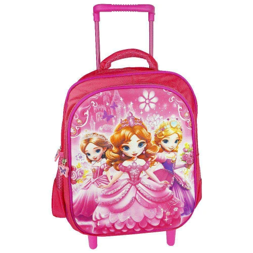 Mochila com rodinha princesas relevo 35x28cm sortida Novo Século