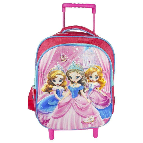 Mochila com rodinha princesas relevo 35x28cm sortida Novo Século