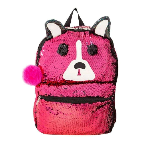 Mochila feminina cachorro com lantejoula 43x33cm Clio Style