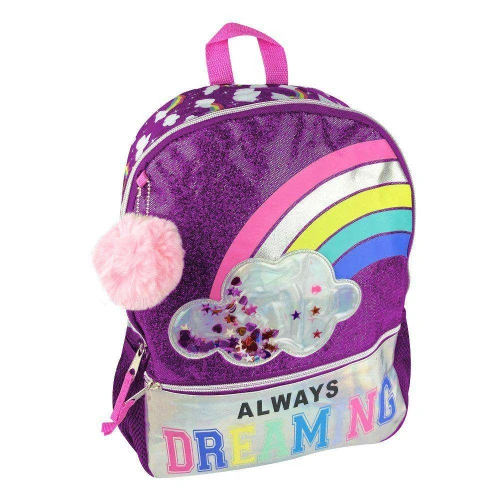 Mochila feminina glitter com nuvem 41x30cm sortida Clio Style