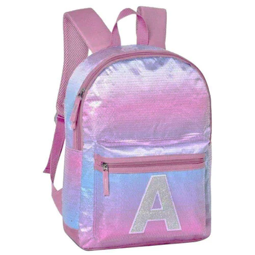 Mochila feminina com glitter e lantejoula 43x30cm sortida Clio Style