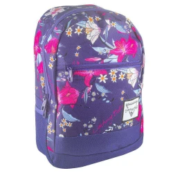 Mochila feminina de lona lighting bolt girls floral roxa 46x33cm