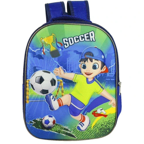 Mochila infantil masculina futebol relevo 33x27 Novo Século