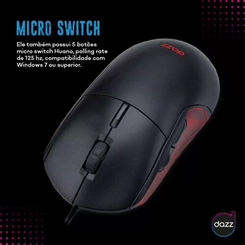 Mouse gamer óptico dazz genesis com luz usb preto Maxprint