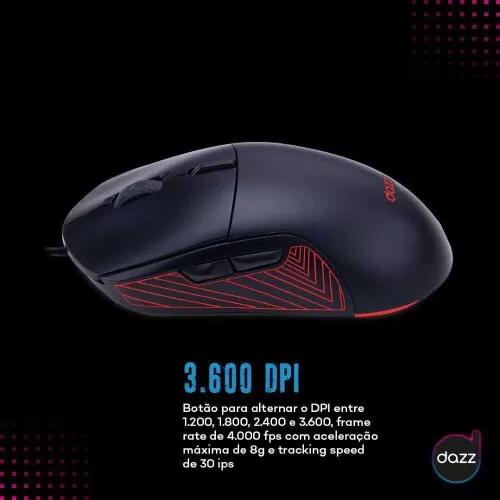 Mouse gamer óptico dazz genesis com luz usb preto Maxprint