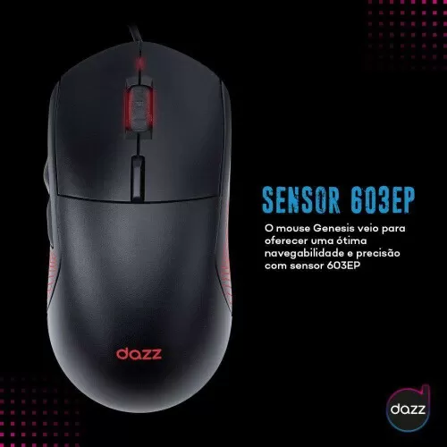 Mouse gamer óptico dazz genesis com luz usb preto Maxprint