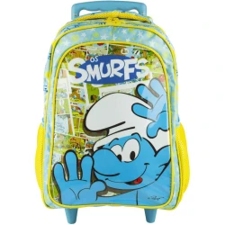 Mochila com rodinha smurfs 16