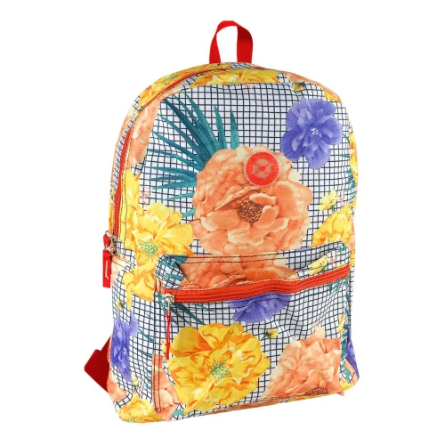 Mochila juvenil feminina flores 42cm MF3178 Clio Style