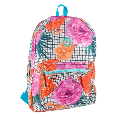 Mochila juvenil feminina flores 42cm MF3178 Clio Style