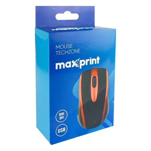 Mouse óptico usb techzone preto com vermelho Maxprint