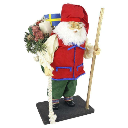 Natal enfeite boneco papai noel com cajado 40cm