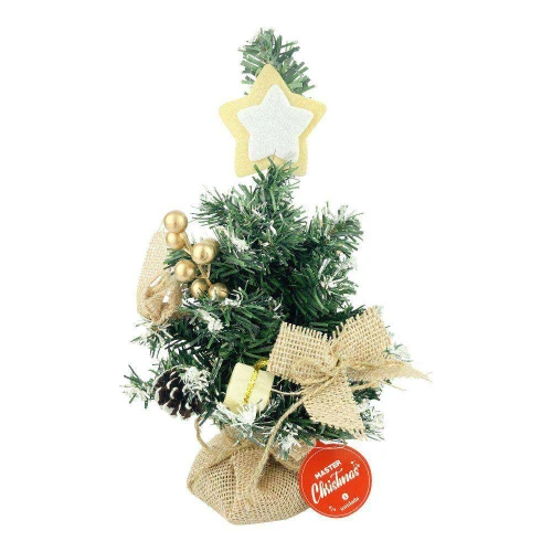 Natal enfeite mini árvore decorada com estrela/pinhas/laços 30cm Riomaster