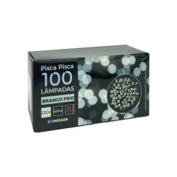 Natal pisca pisca com 100 lâmpadas led branco frio 8 funções 9,35mt Newway