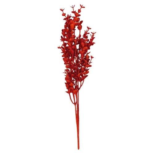 Natal buquê folhas vermelho gliter 36cm Multiart