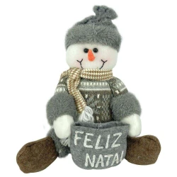 Natal enfeite boneco sentado com saco 17x22cm Rio Master