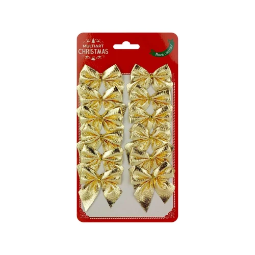 Natal enfeite laço dourado 5cm com 12 unidades Multiart