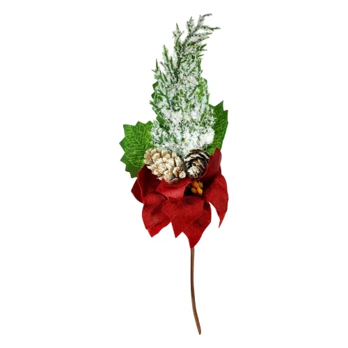 Natal flor pick nevado 30cm Multiart