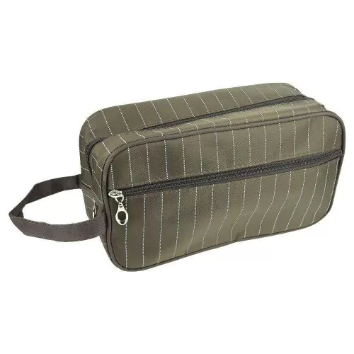 Necessaire masculina listrada com 02 zíperes 25x17x11cm Alinaça